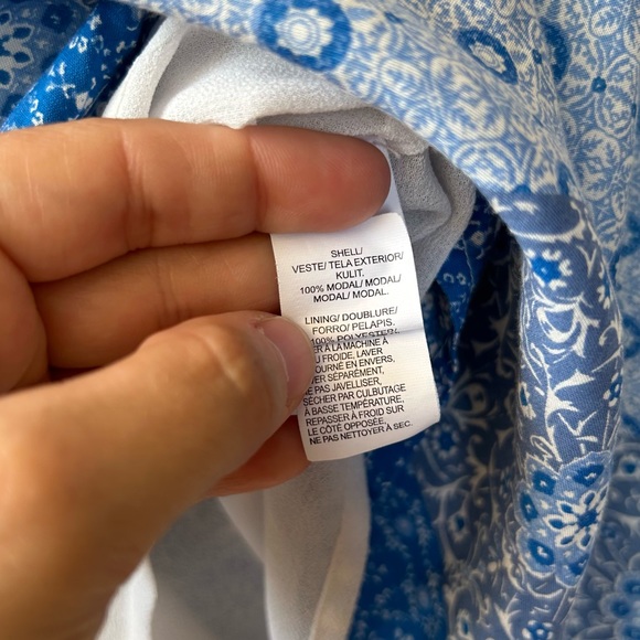 Lucky Brand Blue Floral Boho Patterned Sleeveless Prairie Tie Waist Dress Sz M - Picture 9 of 12